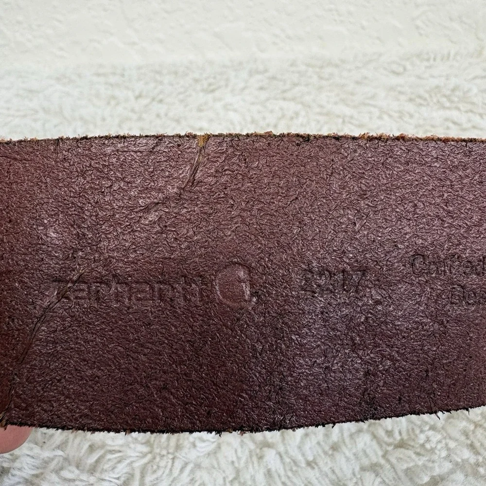 Carhartt Men's 40 Genuine Leather Logo Belt 2217 Brown Western Work